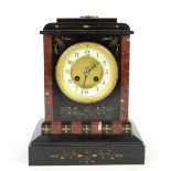19th century polished slate mantel clock .