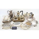 George V Silver sugar bowl, WMF Ikora leaf dish and a collection of silver plate This lot is sold of