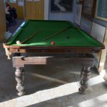 19th century oak 3/4 size snooker table .