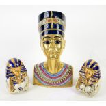 Edoardo Tasca for Capodimonte porcelain sculpture of Nefertiti bust, numbered 739, and two small