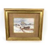 Winter scene monogrammed QOK oil on board .