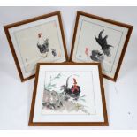 Three Modern Chinese prints of chickens .