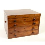 Mahogany chest of three long drawers with lift up lid opening to reveal a shallow compartment 53cm