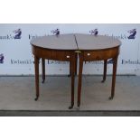 19th century mahogany D-end dining table,.
