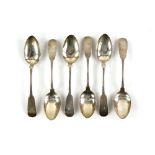 Set of six Scottish silver Georgian fiddle pattern spoons by John Mitchell, Glasgow 1837.