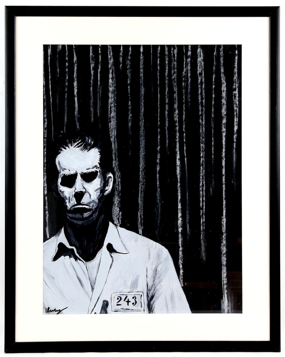 Surrealist study of a male prisoner, monochrome acrylic on paper, signed indistinctly lower left, 59 - Image 10 of 12