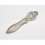 Continental silver bookmark 830 grade with swirl handle.