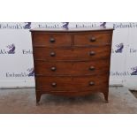 19th century mahogany bow fronted chest .