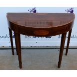 19th Century mahogany demi lume folding tea table .