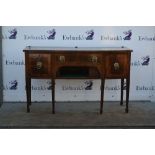 19th century mahogany bow fronted sideboard .