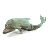 20th century metal fountain head in the form of a dolphin . 70 cm long. Weathered and with marks/