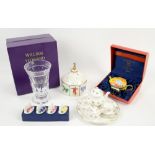 Charlotte di Vita miniature enamel teapot, a William Yeoward crystal vase in case, and some