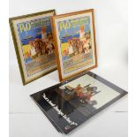 Reproduction travel posters in frames, PG Tips monkey posters and other framed items.