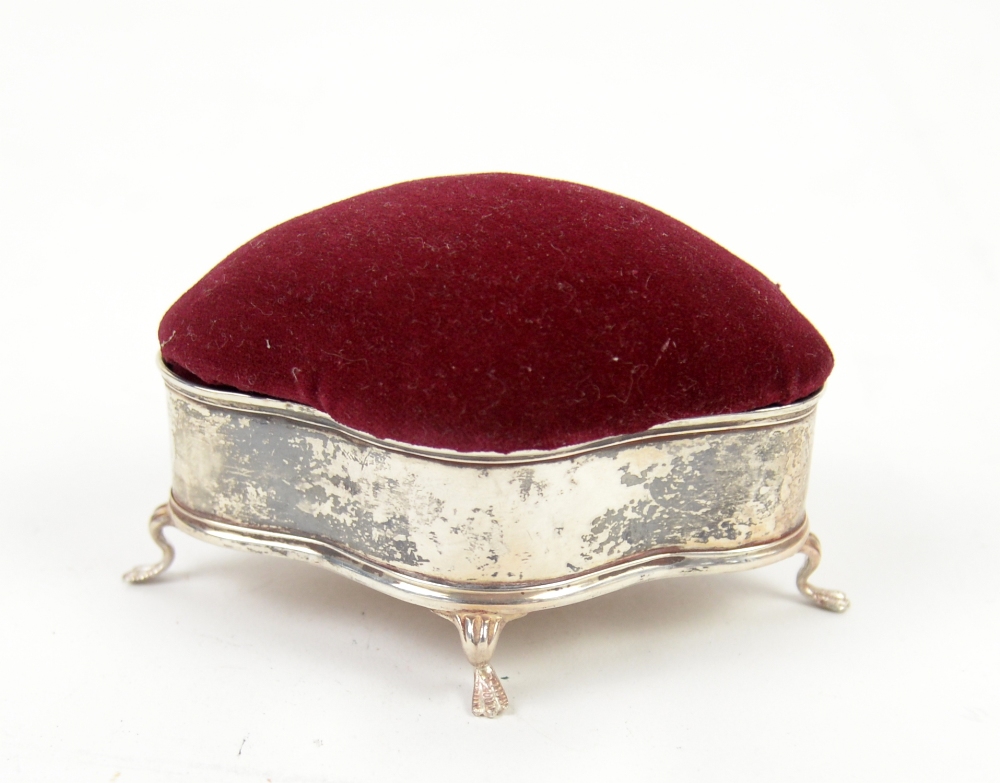 Cushion topped silver jewellery/trinket box set of four lion paw feet by Saunders and Shepherd,