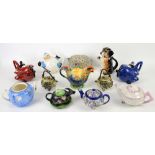 Grimwades Rooster teapot, Belleek Neptune shell teapot, Carlton Ware teapots in the form of a