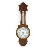 20th century carved oak barometer..