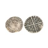 Two hammered silver coins, Edward IV half groat and Elizabeth I 1575.