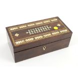 Wooden card box with cribbage inset top.