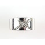 Mauboussin divine star ring, central diamond pave set star, mounted stamped 18 ct, ring size M,