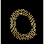 Cartier gold chain, elongated half twist links, to a box clasp, signed Cartier, London import and