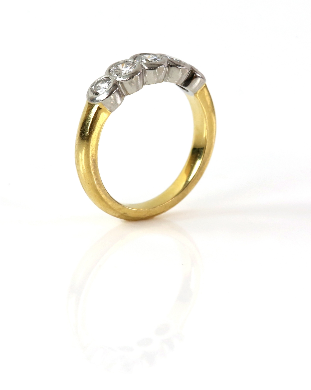 Contemporary diamond five stone ring, estimated total diamond weight 0.60 carats, mounted in 18 - Image 6 of 8