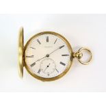 Full Hunter A.Golay-Lerescre pocket watch, white enamel dial with Roman numerals and subsidiary