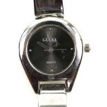 Ladies Gucci wristwatch, the circular silvered dial signed Gucci with bead hour markers at quarters.