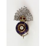 Royal Fusiliers, City of London regiment sweetheart brooch, set with Swiss cut diamonds and
