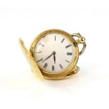 Grohe gold full hunter pocket watch, round dial with Roman numerals and minute tract, mechanical