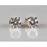 Diamond studs earrings, round brilliant cut diamonds in four claw setting, estimated total diamond