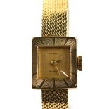 Delano ladies gold dress watch the signed dial set within a square shaped case, the bezel with