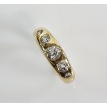 Edwardian diamond ring, set with five old cut stones, total diamond weight estimated at 0.90