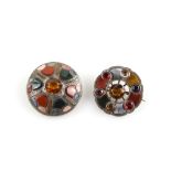 Two Victorian Scottish gem set brooches, set in silver, one with personal monogram on reverse and