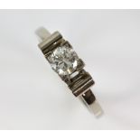 Contemporary solitaire ring, transitional cut diamond, estimated total diamond weight 0.40 carats,