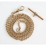 Albert curb link chain, each link is stamped 9 ct, with swivel clasp, 44cm in length and a loose T -