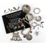 Bedouin tribal Jewellery, including silver Omani anklet, elbow ring, single Baluchi moon crescent