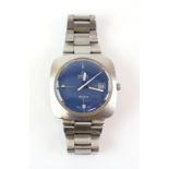 Vintage 1970's Gentleman's Omega Geneve wristwatch in stainless steel case with signed blue dial,