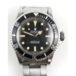 Rolex, Reference 5513 gentleman's stainless steel Submariner wristwatch, the signed black dial