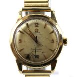Omega; A Gentleman's Gold Seamaster calendar wristwatch, the signed dial Arabic numerals to 12 ,3