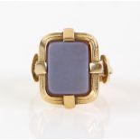 Gold signet ring, set with rectangular sardonyx, mount testing as 18 ct, ring size L, with