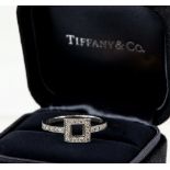 Tiffany & Co diamond ring set in platinum, ring size N 1/2 . CONDITIONplatinum weight 3.6