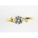 Vintage solitaire diamond ring set with a single stone estimated 0.50 carat, in 18 ct gold
