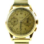 A 1950's Titus gentleman's chronograph wristwatch,in yellow metal case, the signed white dial marked