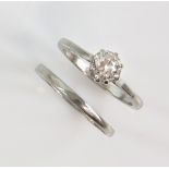 Early 20th C old cut diamond set ring, estimated diamond weight 1.00 carat, ring size N and a