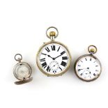 Goliath pocket watch, enamel dial with Roman numerals, subsidiary dial and minute track in Nickel