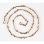 Fancy link Albert chain, alternate twist and bar links, with a swivel clasp, stamped 9 ct, length 57