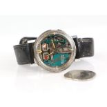 Vintage Bulova Accutron Spaceview gentleman's wristwatch, skeleton dial with baton hour markers