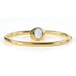Vintage opal ring, oval cabochon cut opal, mount testing as 9 ct, ring size G 1/2 and a gold oval