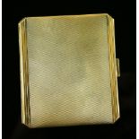 1930's gold cigarette case, engine turned decoration, canted corners, 9 ct hallmarked London 1936,
