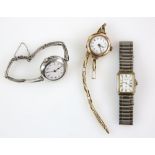 Three watches, one 1920's Stylic wrist watch, Swiss mechanical movement, 9 ct gold case, with